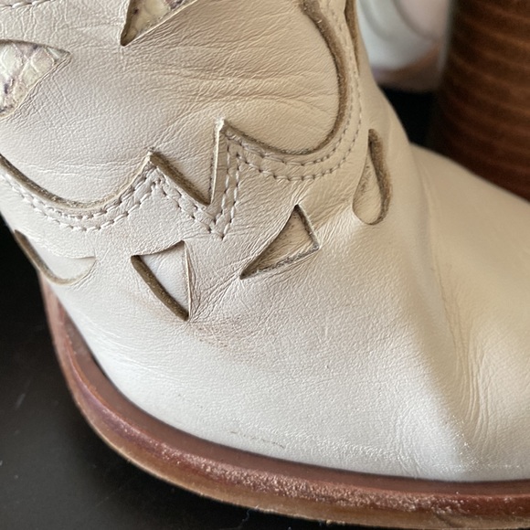 Gianni Bini Cream Cut Out Snakeskin Cowboy Booties - Picture 8 of 13